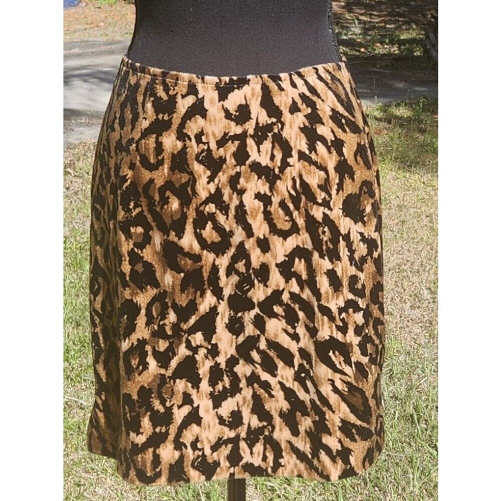 y2k LEOPARD SKIRT Soft Pencil RICH  MOB WIFE Sexy  ITALIAN 26 28 Medium